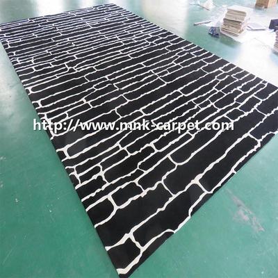 MNK Black and White Pattern Carpet Handtufted Wool Rug